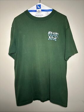 Tee Jays Fear Not Jesus religious Graphic Forest Green Men’s T-Shirt